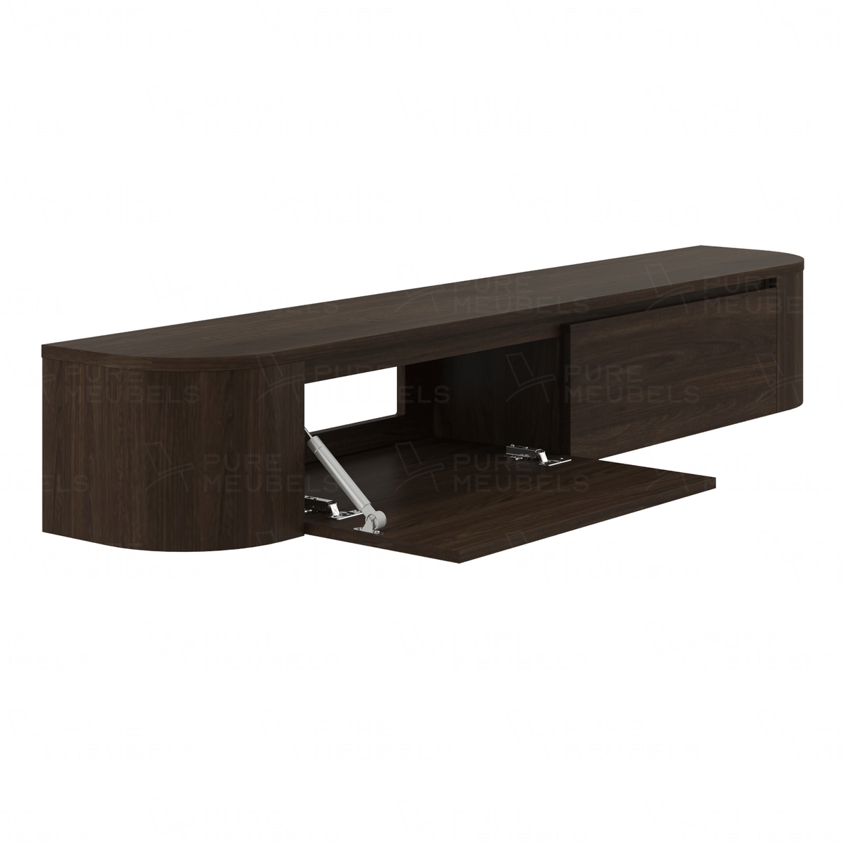 Dulce curved TV-Meubel zwevend walnut 180 cm