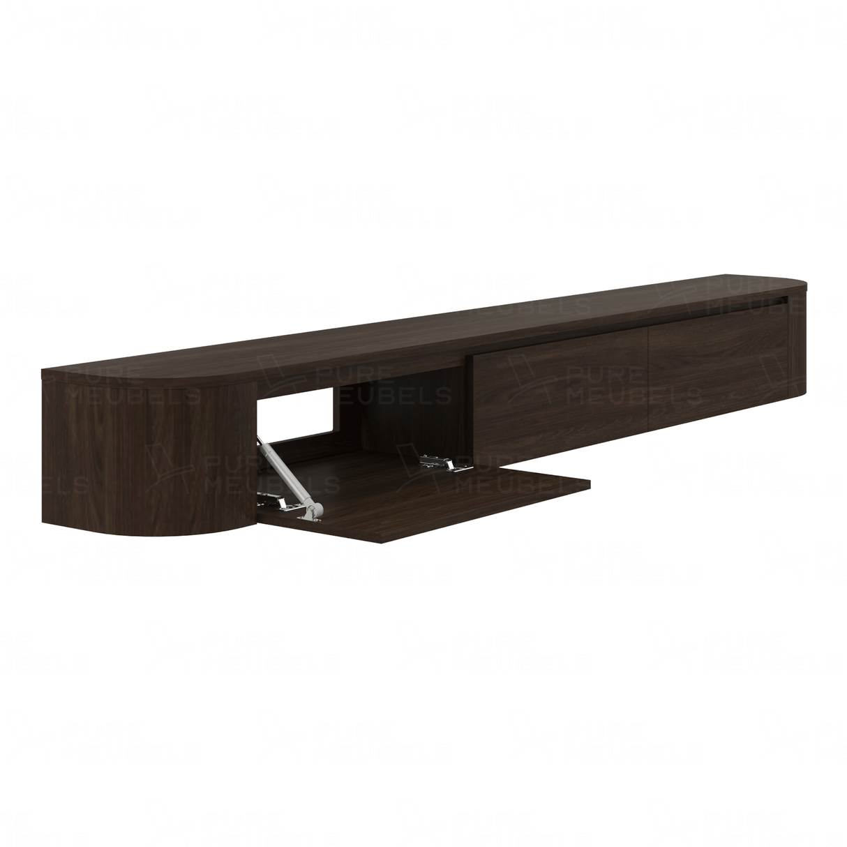 Dulce curved TV-Meubel zwevend walnut 240 cm