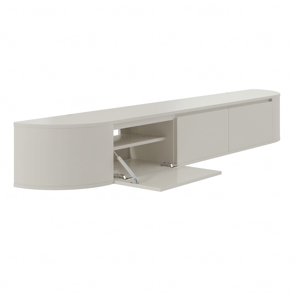 Aura curved TV-Meubel zwevend beige 240 cm
