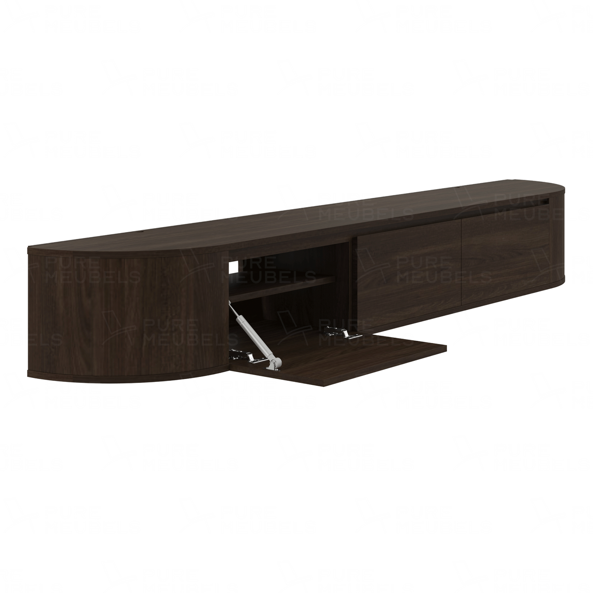 Aura curved TV-Meubel zwevend walnut 240 cm