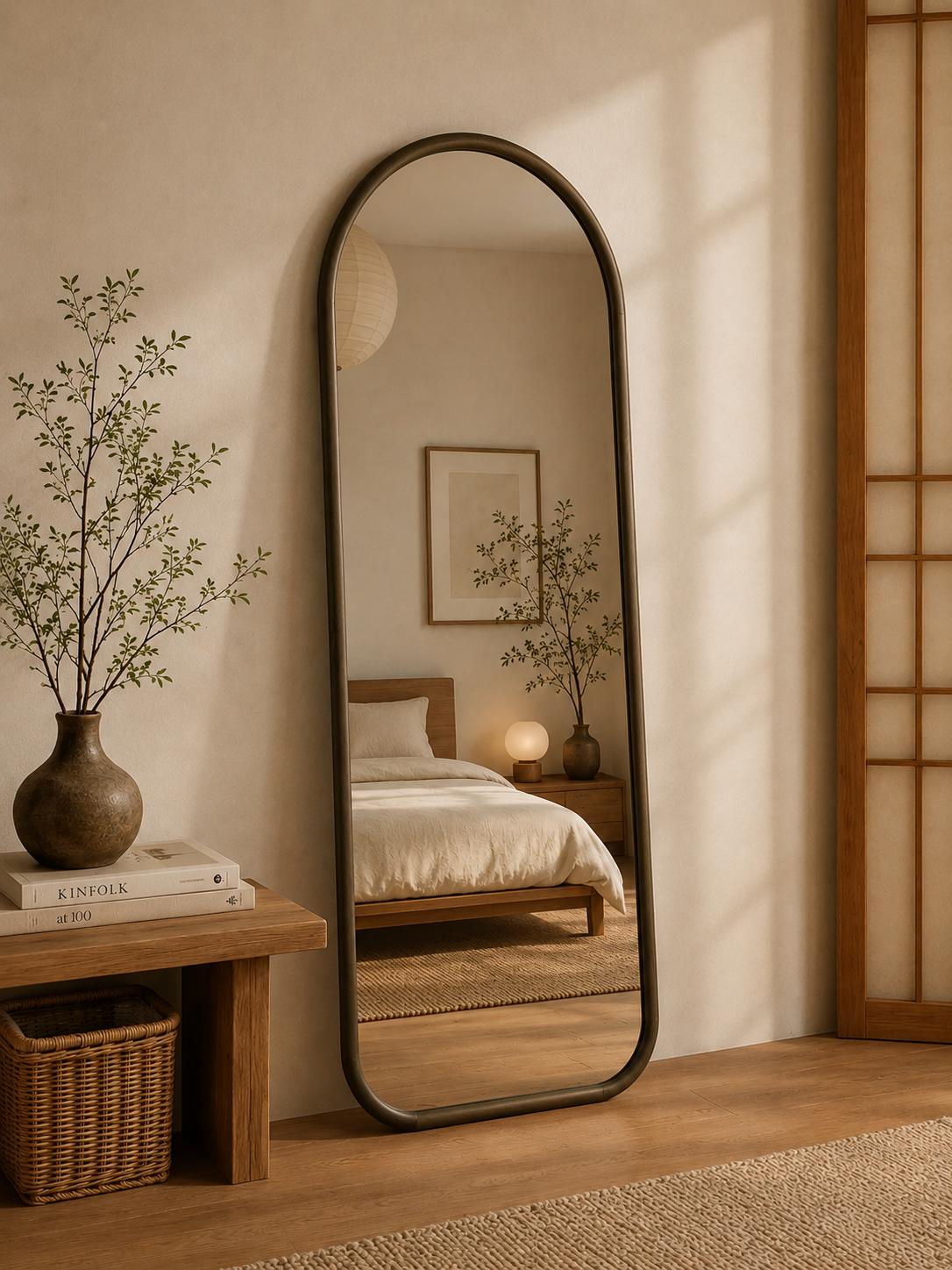 Wandspiegel Luna Walnoot 180 × 70 cm