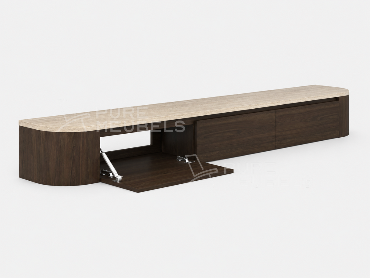 Dulce Japandi Tv-meubel 240 x 32 x 28 cm - Walnoot Travertine