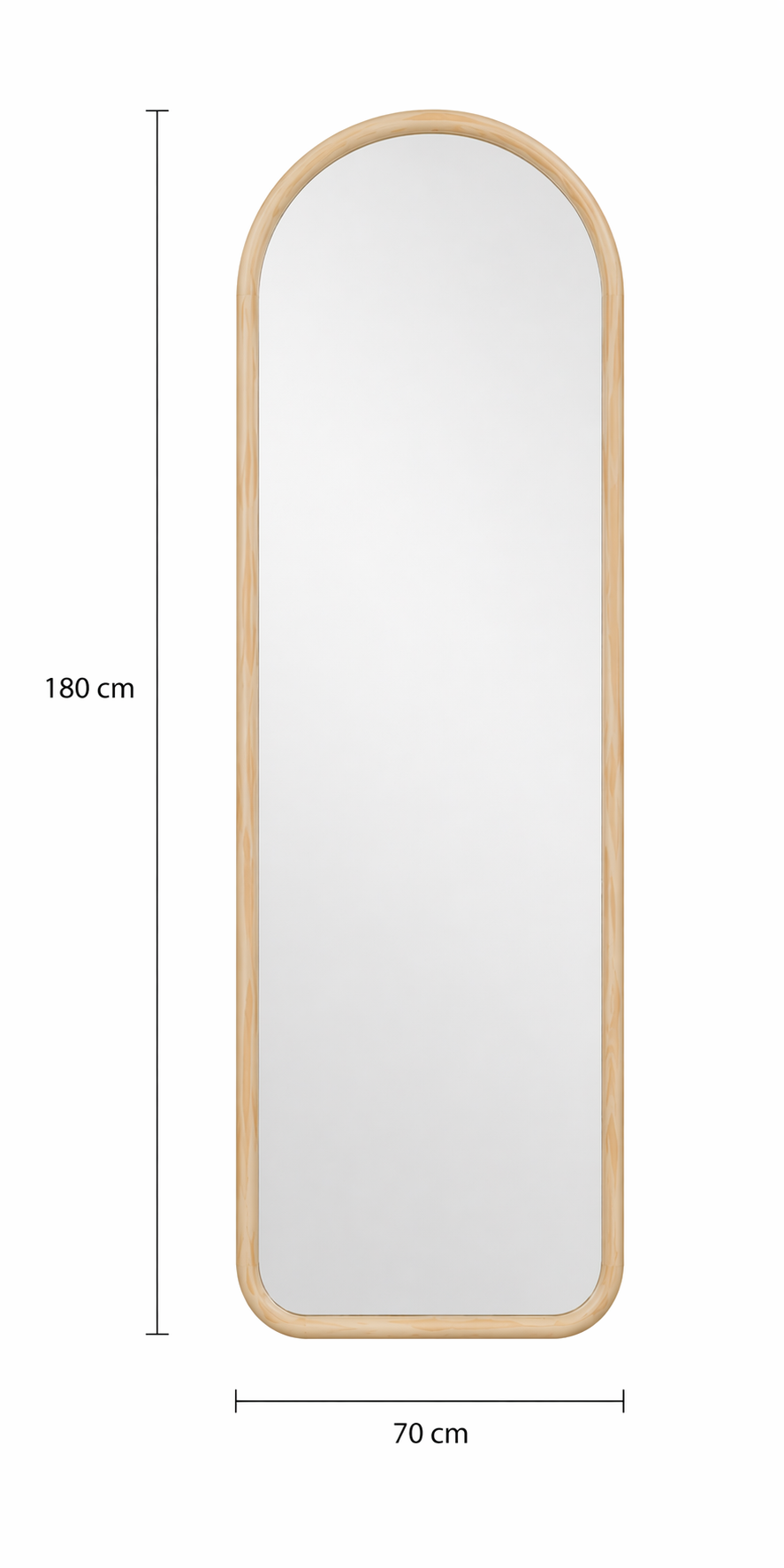 Wandspiegel Luna Naturel 180 × 70 cm
