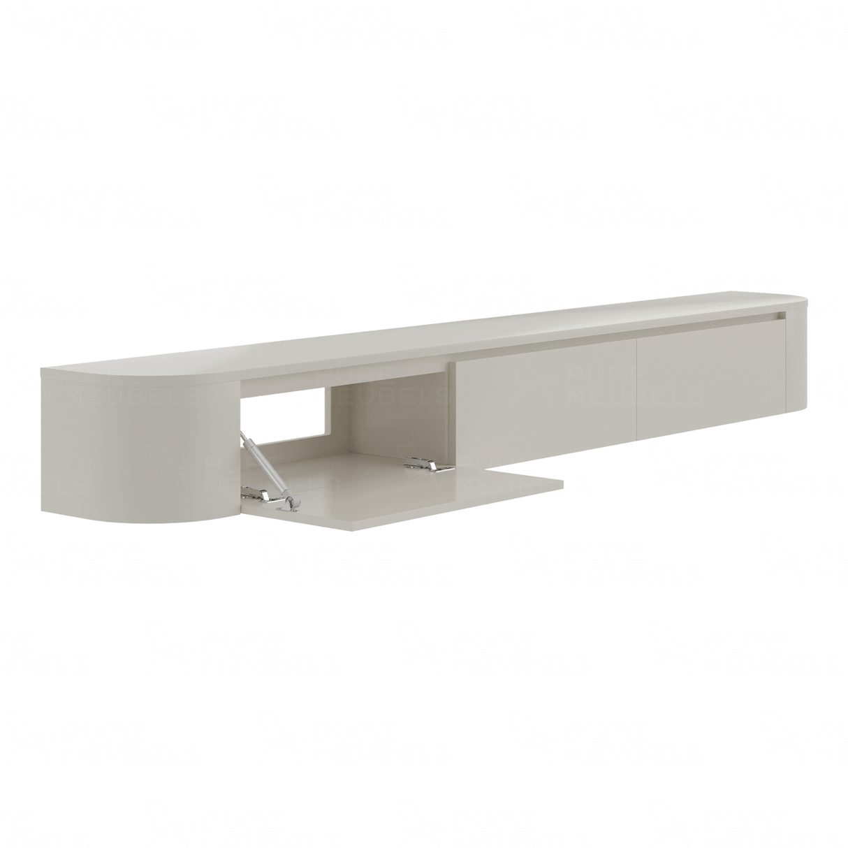 Dulce curved TV-Meubel zwevend beige 240 cm