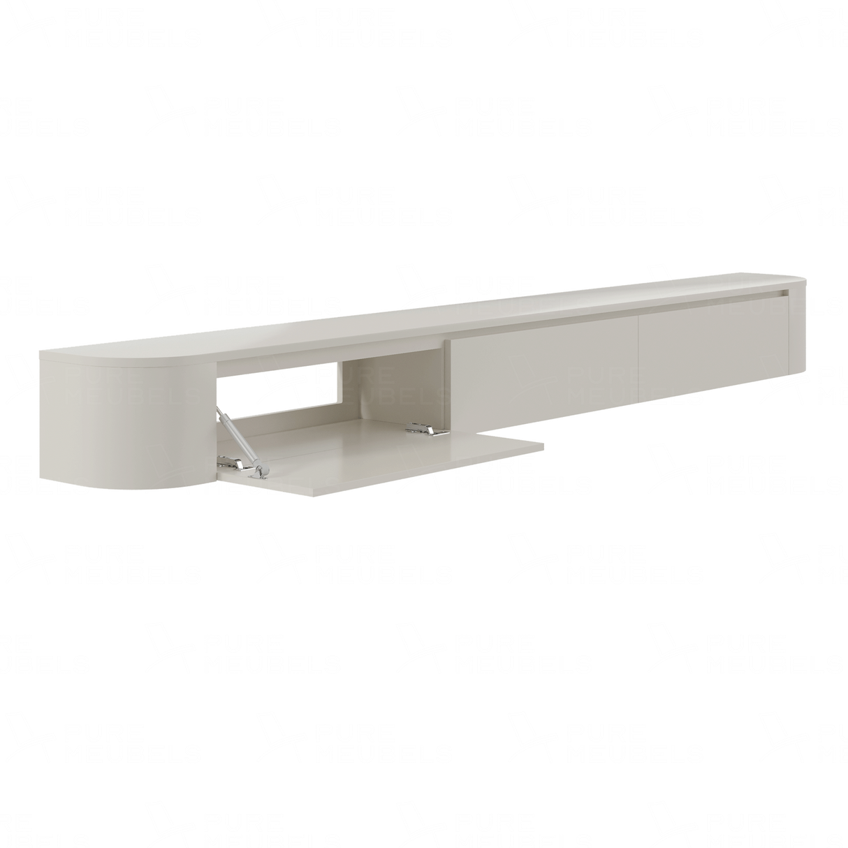 Dulce curved TV-Meubel zwevend beige 280 cm