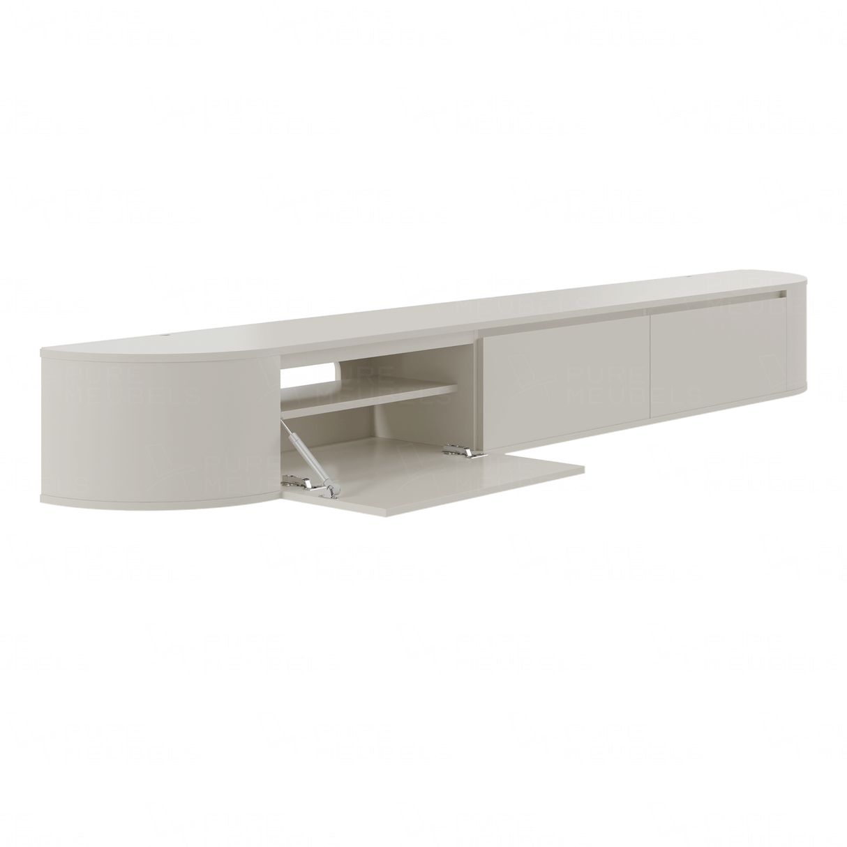 Aura curved TV-Meubel zwevend beige 280 cm