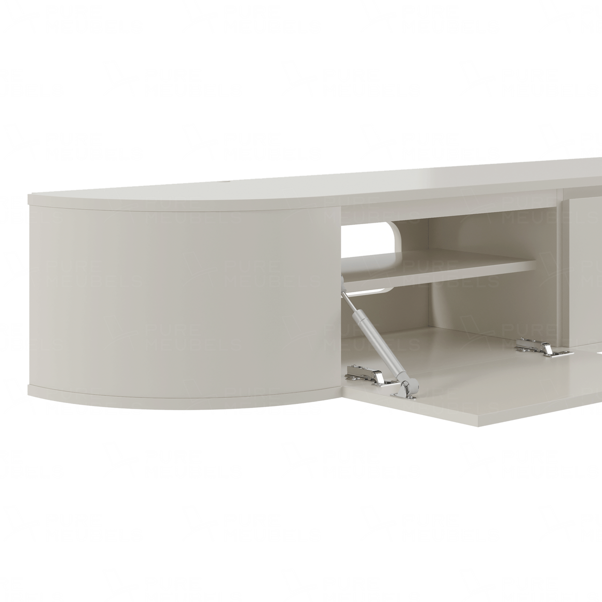 Aura curved TV-Meubel zwevend beige 280 cm