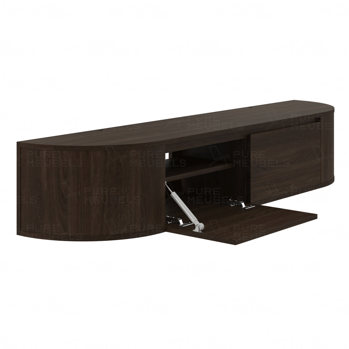 Aura curved TV-Meubel zwevend walnut 180 cm