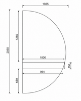 Halve Maan spiegel links 205 cm