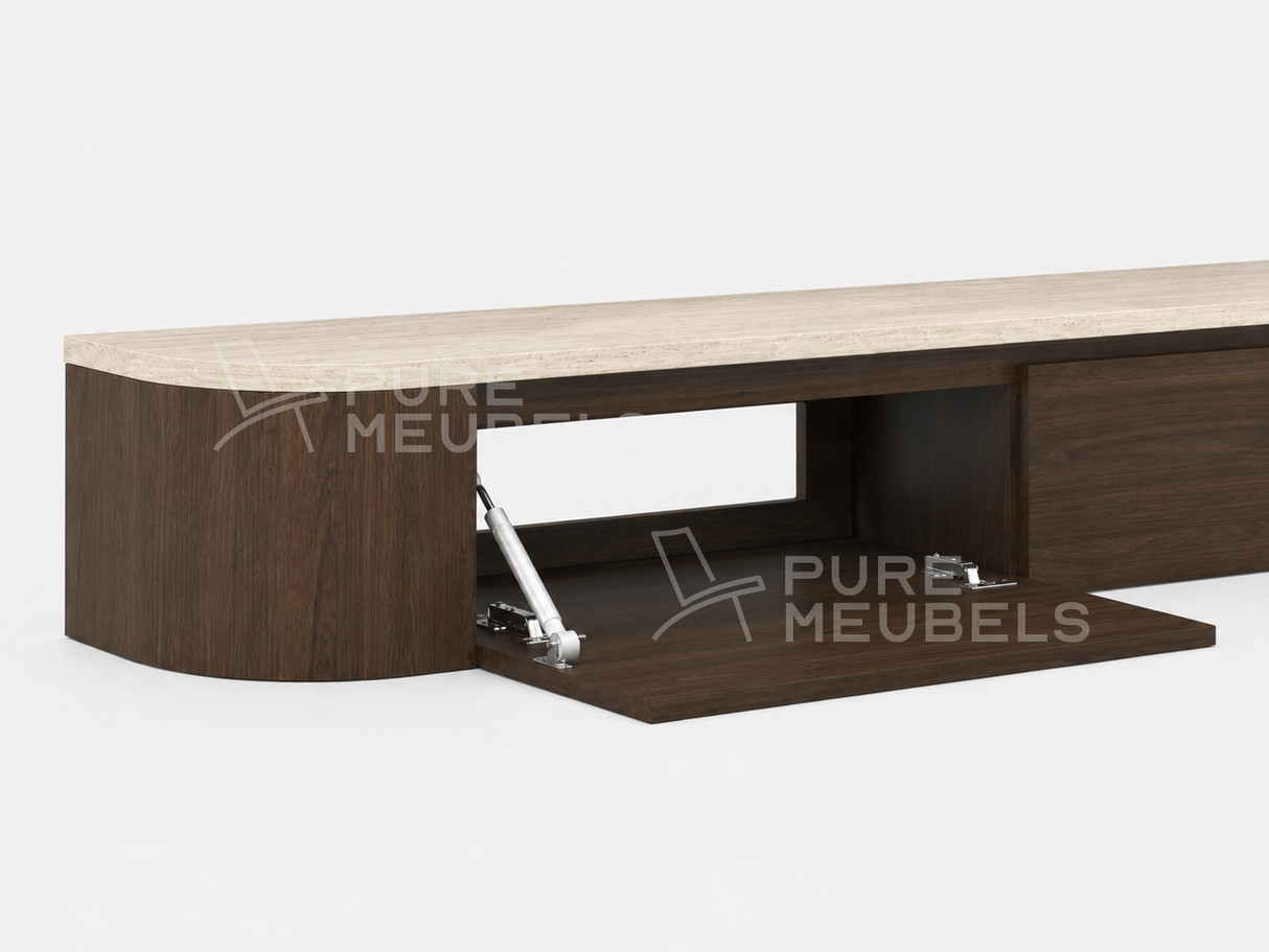 Dulce Japandi Tv-meubel 180 x 32 x 28 cm - Walnoot Travertine