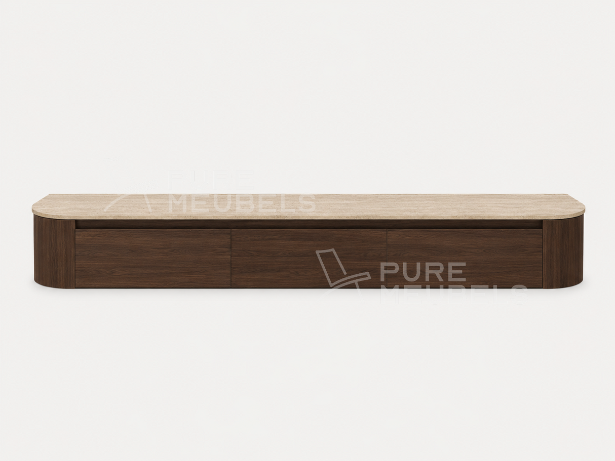 Dulce Japandi Tv-meubel 180 x 32 x 28 cm - Walnoot Travertine