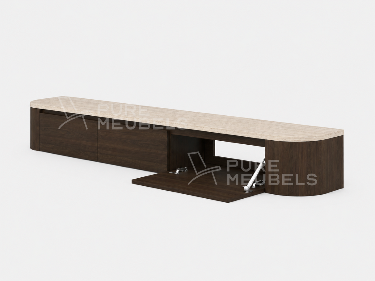 Dulce Japandi Tv-meubel 180 x 32 x 28 cm - Walnoot Travertine