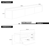 Madera TV-Meubel zwevend zwart 180 cm